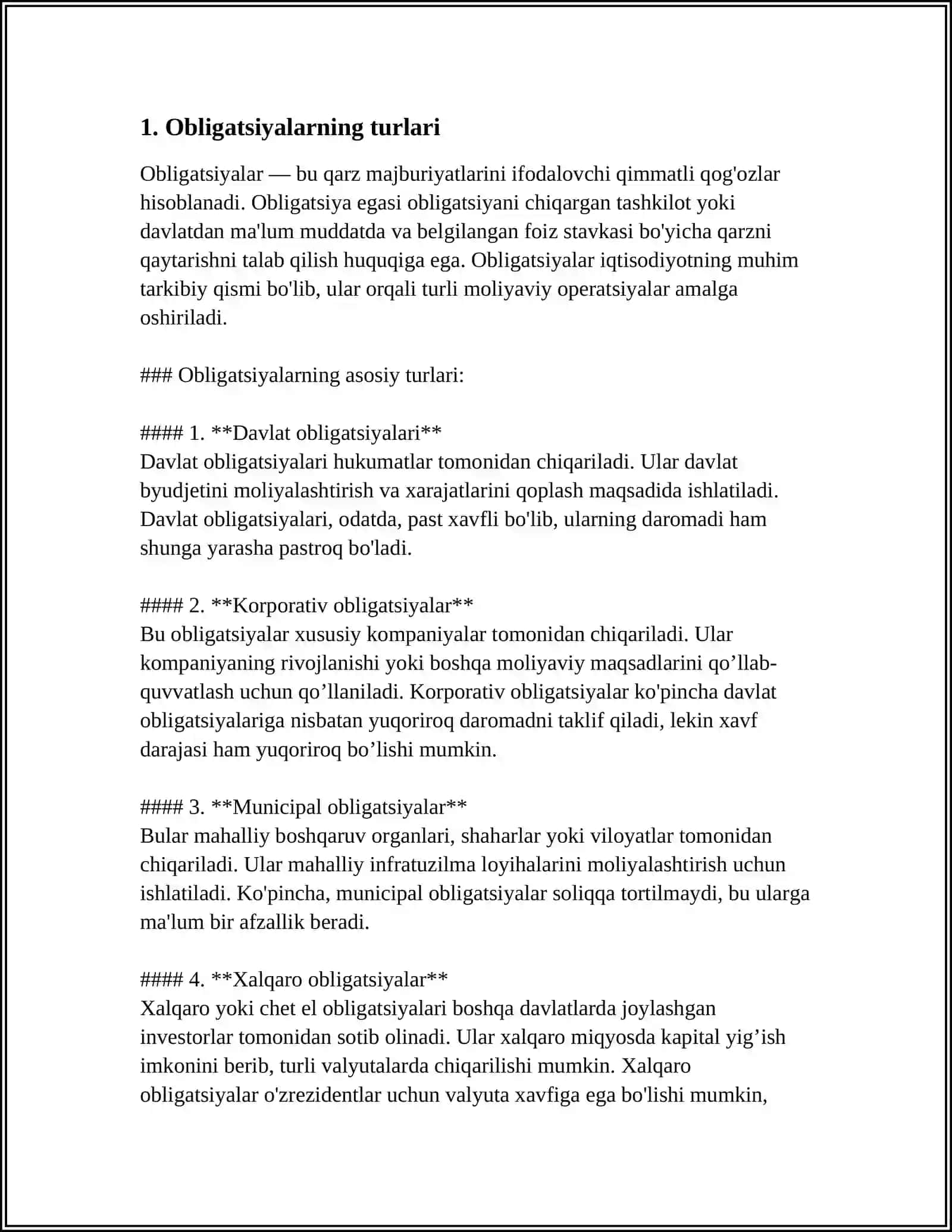 Obligatsiyalarning Turlari 4