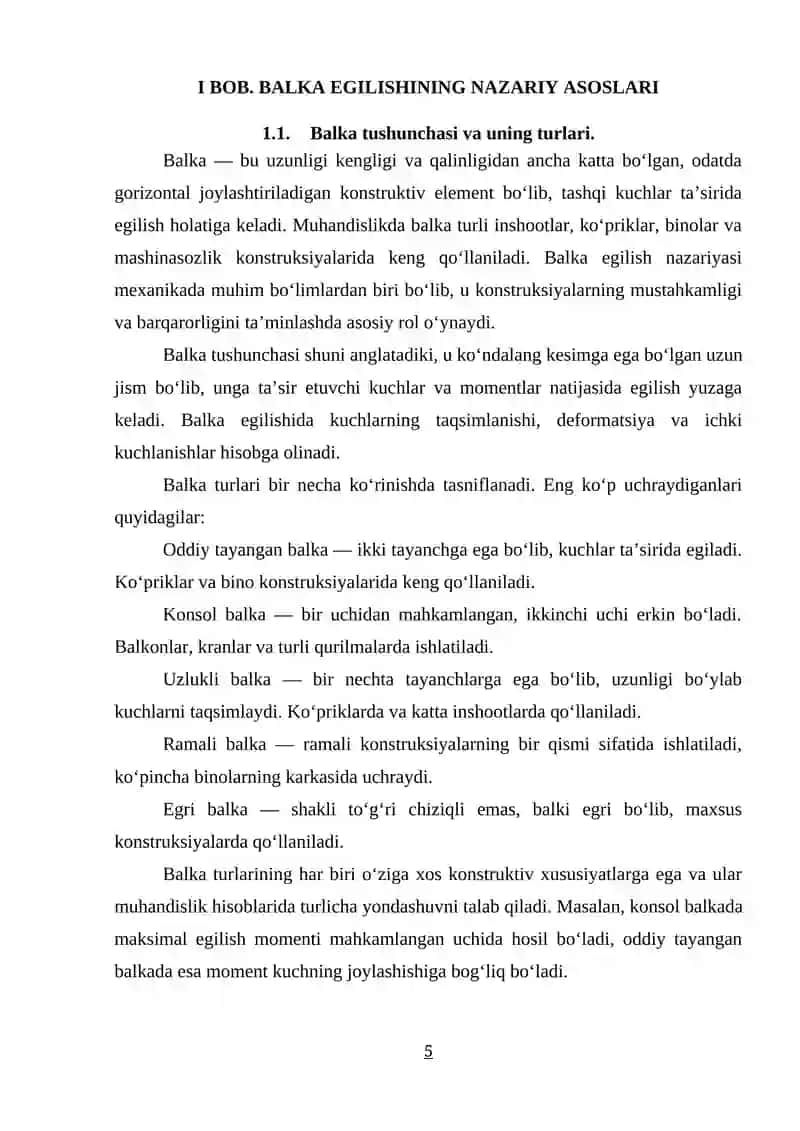 BALKA EGILISHIDAGI KUCHLANISHLARNI HISOBLASH METODIKASI 4