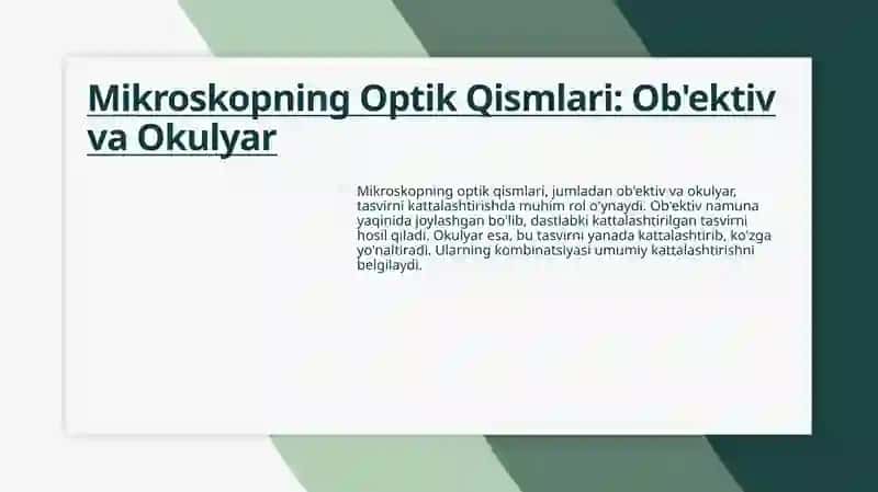 Mikroskop tuzilishi va uning kattalashtirishi 4