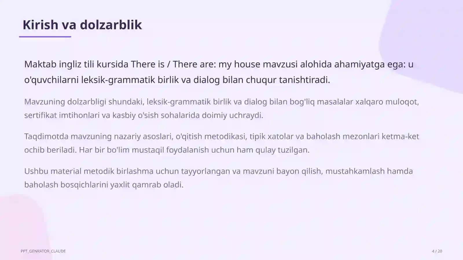 Ingliz tili (1–11) — metodik birlashma uchun 4