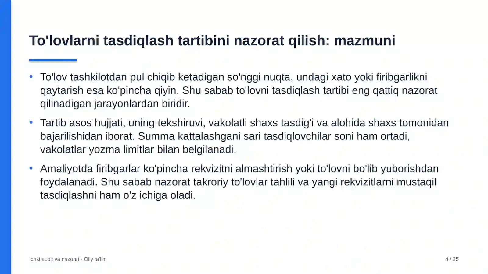 akusherlik va ginekologiyada to'lovlarni tasdiqlash tartibini nazorat qilish 2453 4