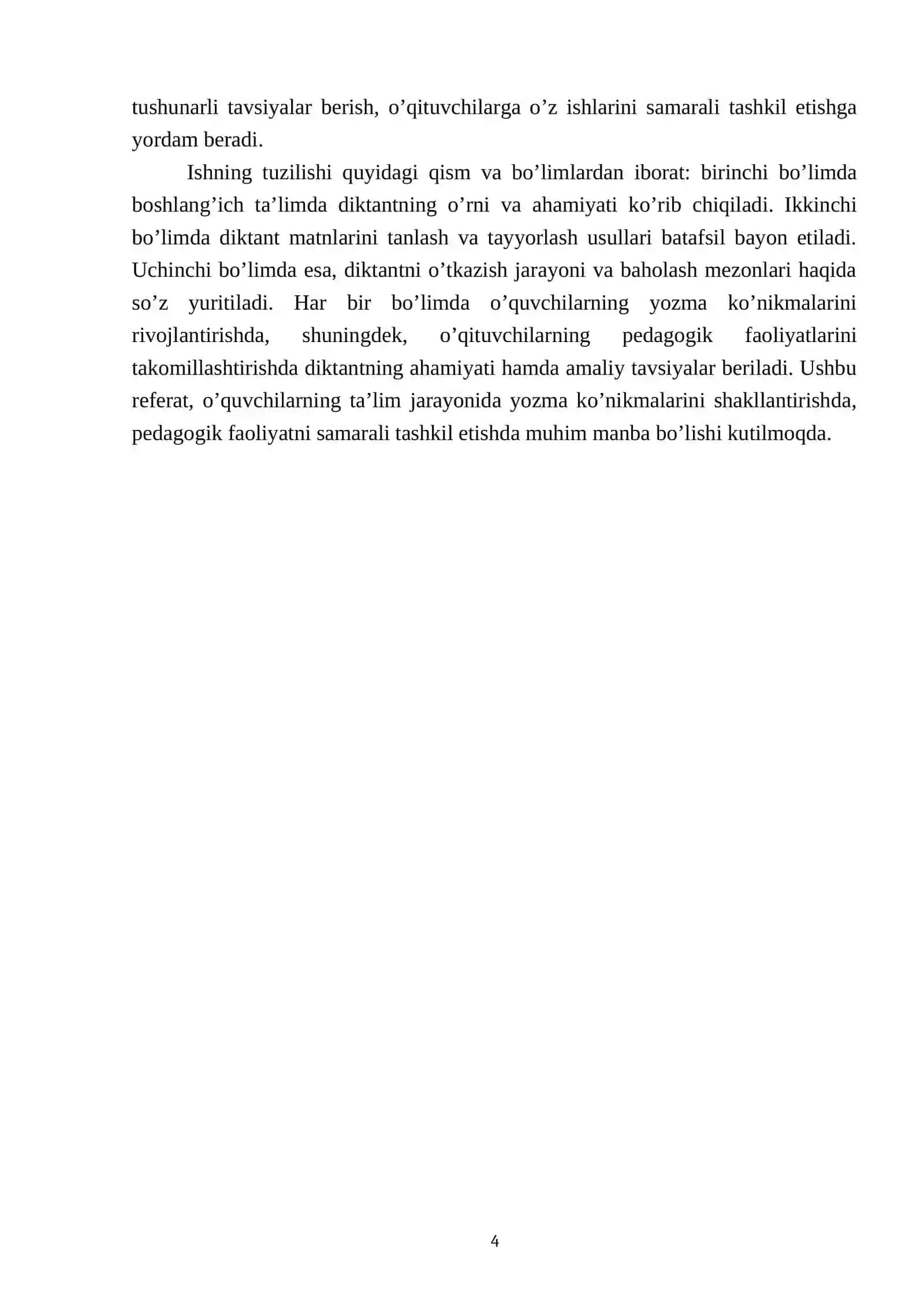 Boshlang’ich ta’lim jarayonida qo’llaniladigan diktant matni yaratish 4