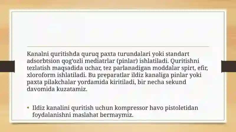 ILDIZ KANALINI PLOMBALASHDA QO’LLANILUVCHI QOTADIGAN MALHAMLAR 4