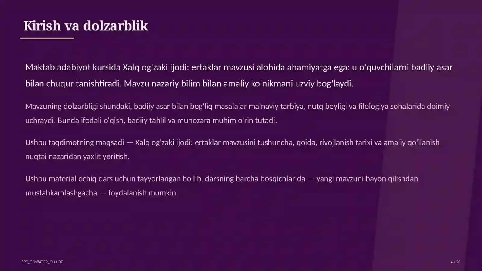 Xalq og'zaki ijodi: ertaklar (5-sinf) 4