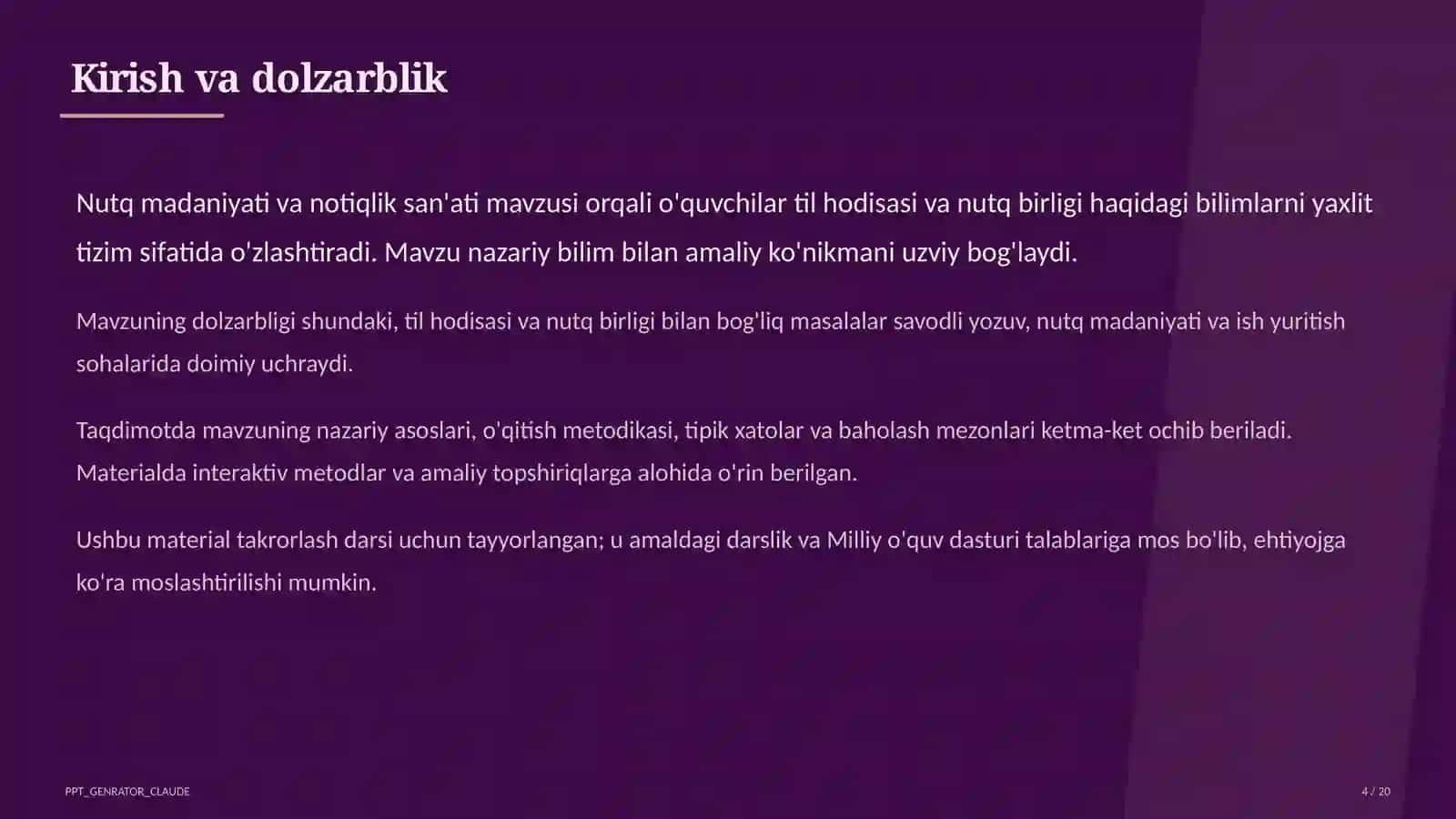Nutq madaniyati va notiqlik san'ati (10-sinf) 4