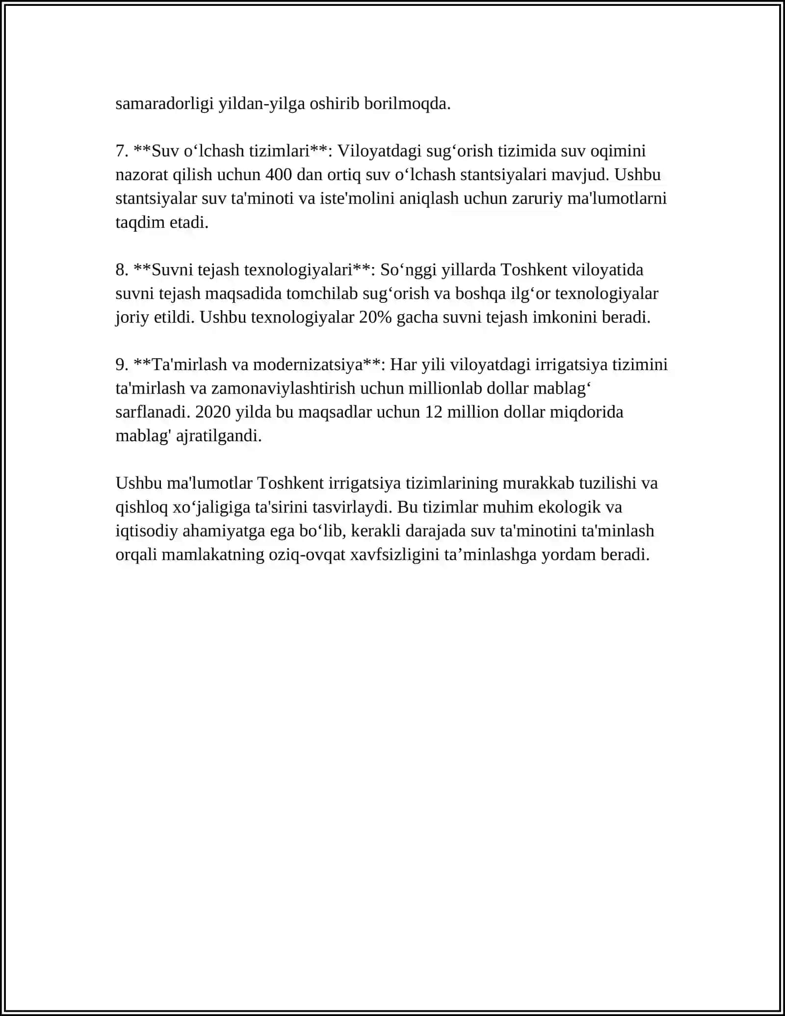 TOSHKENT IRRIGATSIYA VA MELIORATSIYA ISHLARINI MUVOFIQLASHTIRISH INSTITUTI 4