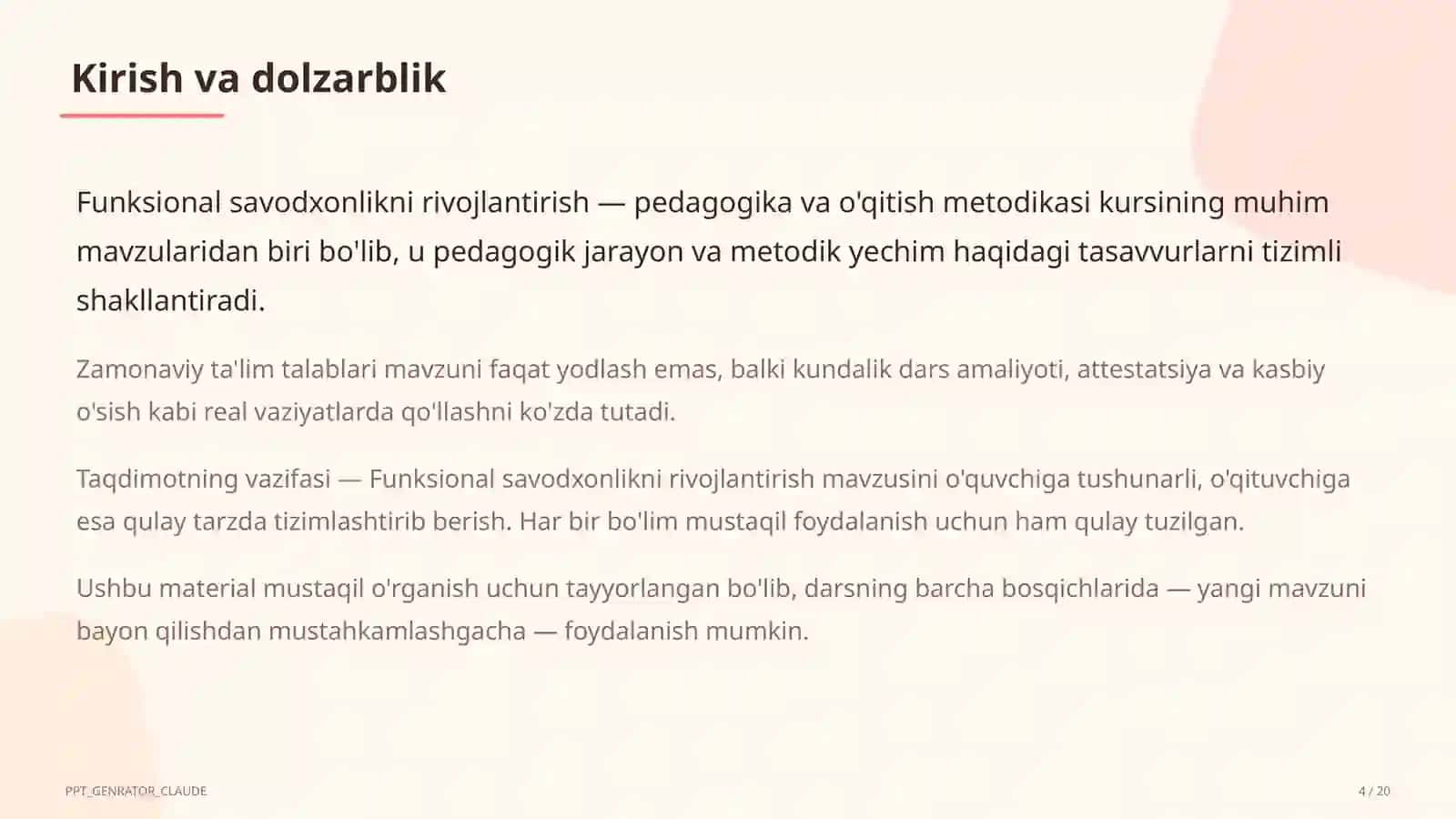 Funksional savodxonlikni rivojlantirish 4