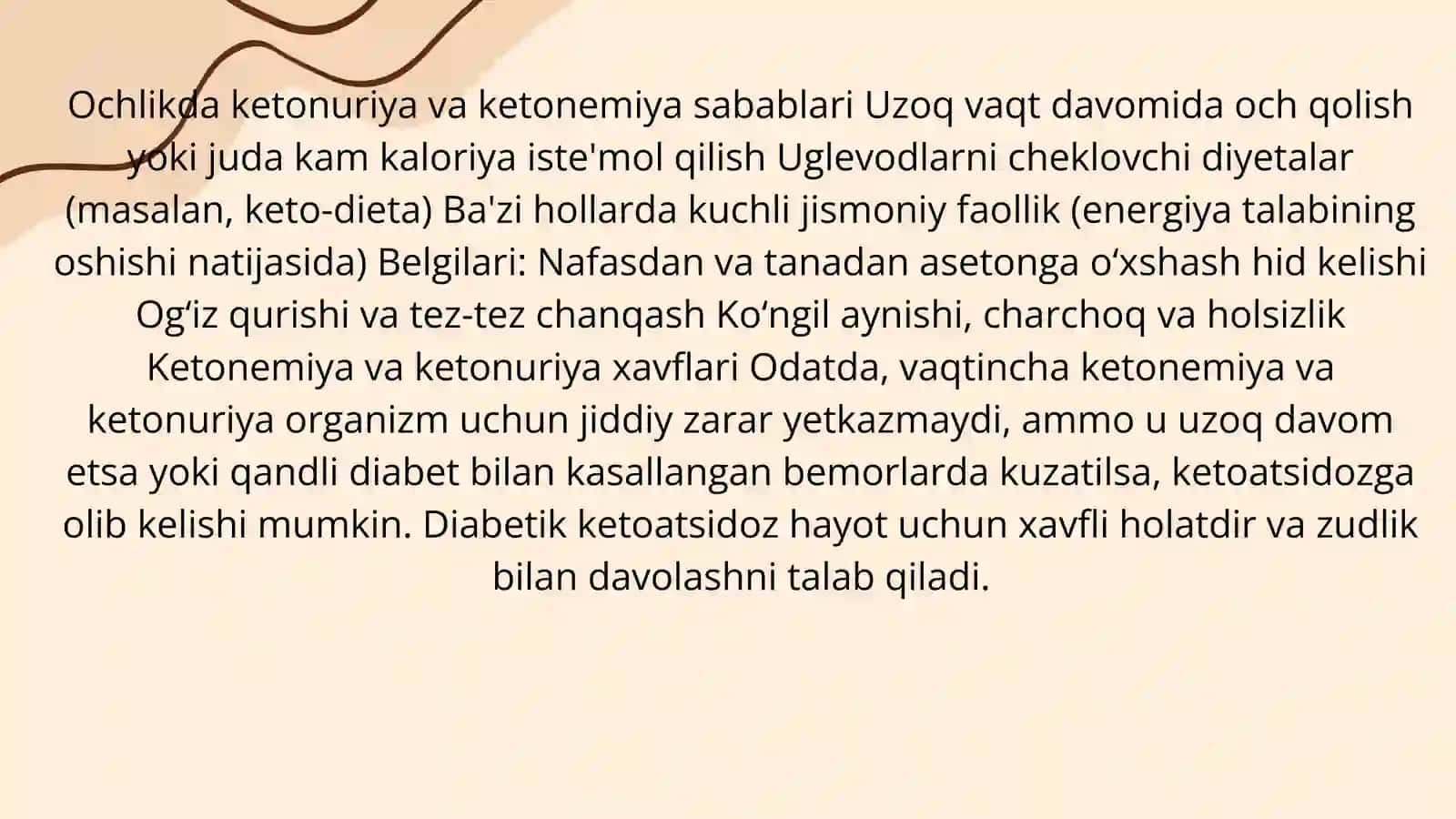 Qandli diabet va ochlikdagi ketonuriya va ketonemiya 4