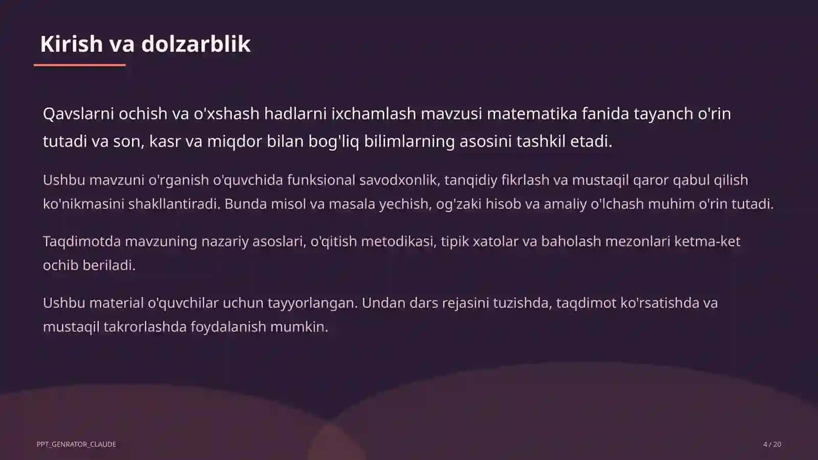 Qavslarni ochish va o'xshash hadlarni ixchamlash (6-sinf) 4