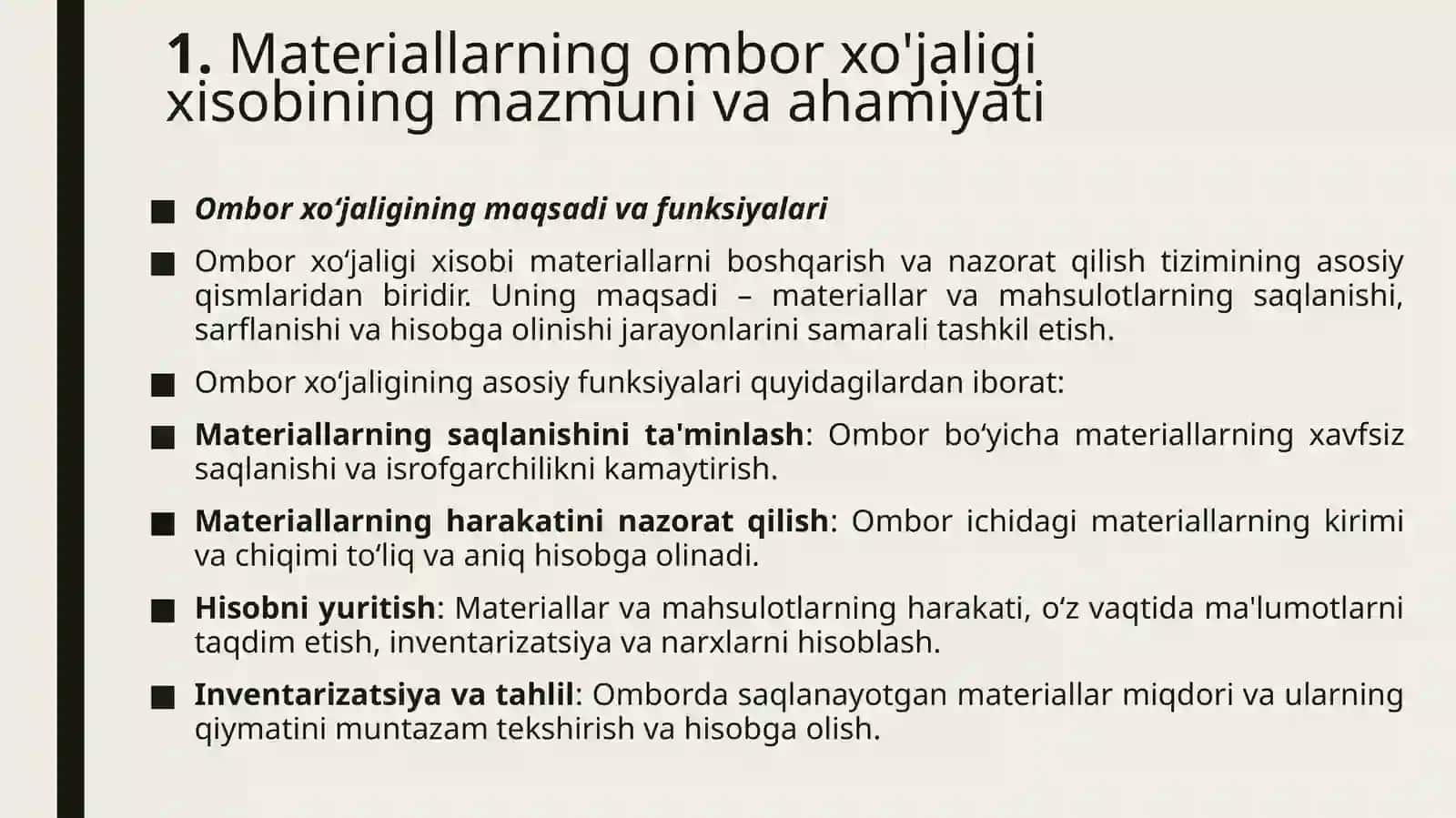 Materiallarning ombor xo'jaligi hisobi 4