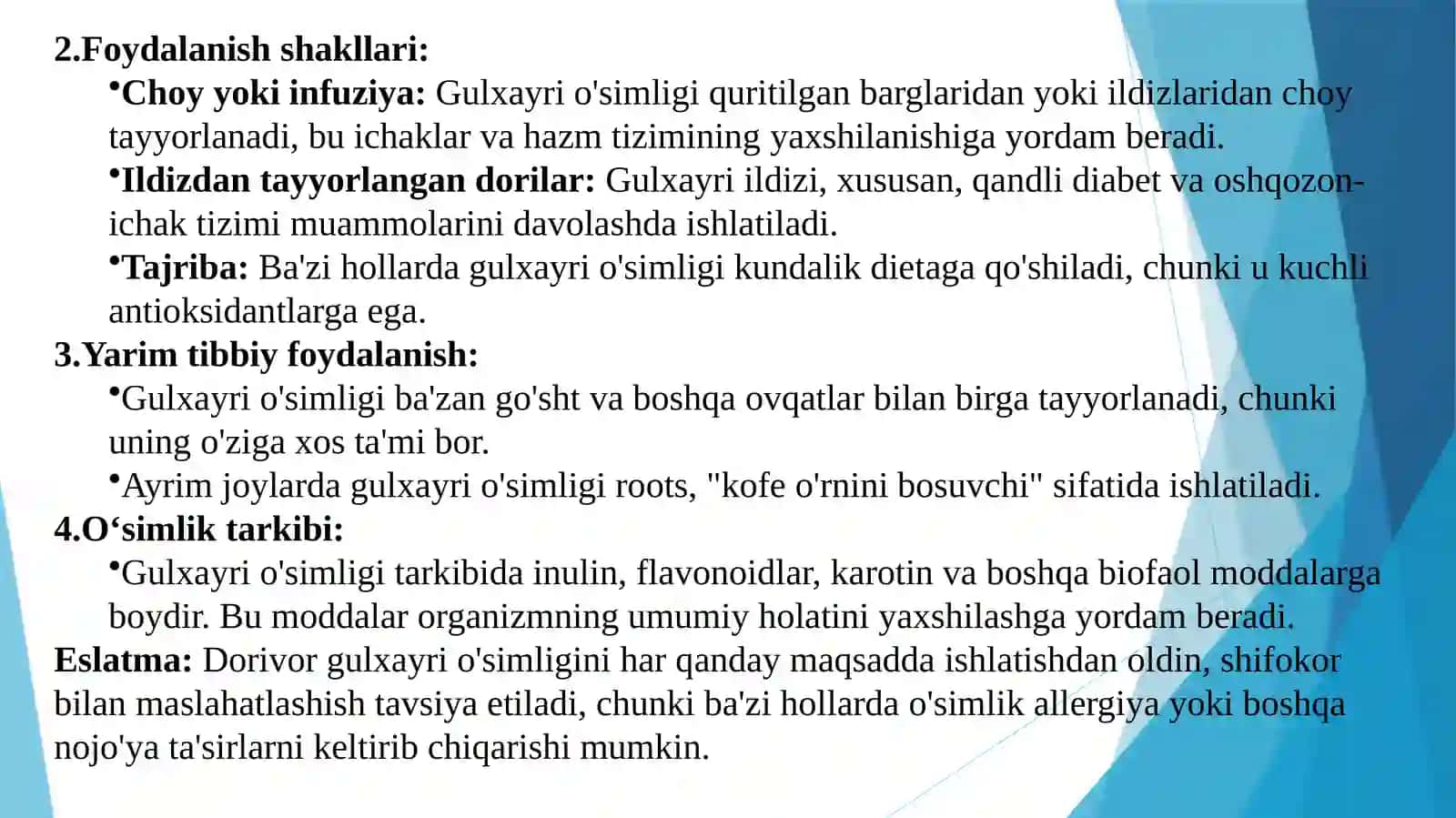 Dorivor gulxayri va shirinmiya giyoxlarini shifobaxshligi 4
