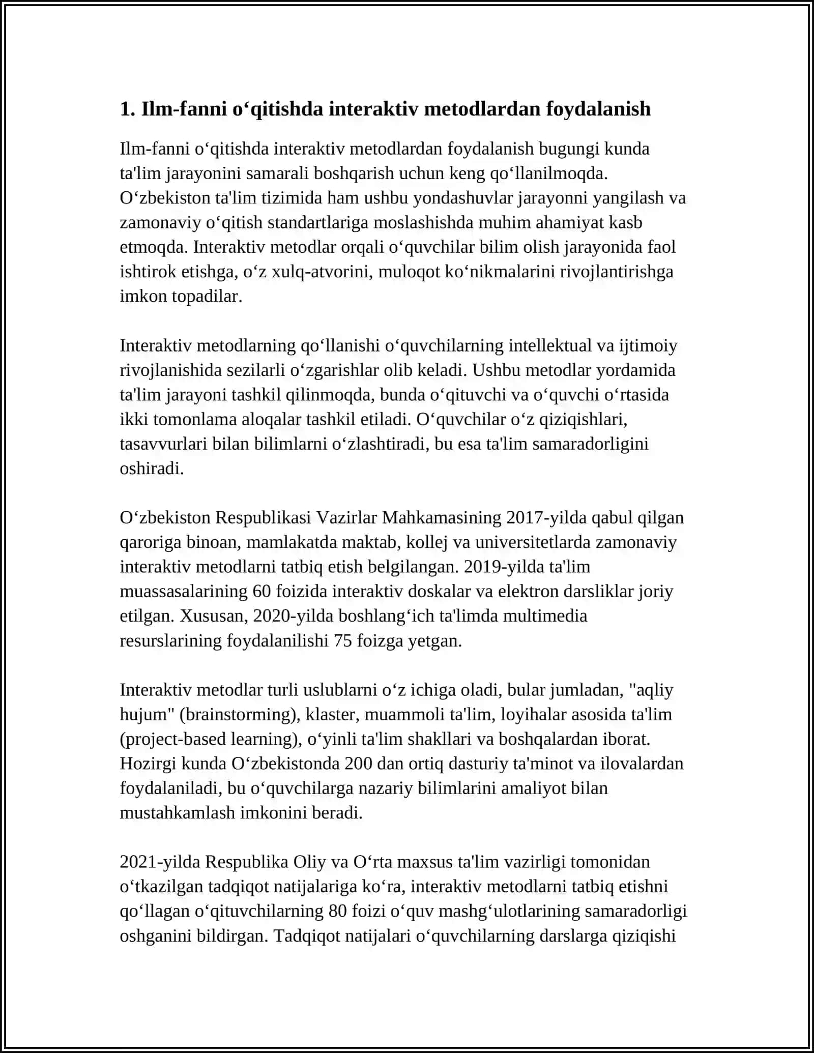 TABIIY FANLAR (SCIENCE) VA "GEOGRAFIYA" FANLARINI OʻQITISHDA INNOVATSION PEDAGOGIK TEXNOLOGIYALARNI JORIY ETISH BOYICHA USLUBIY TAVSIYALAR ISHLAB CHIQISH 4