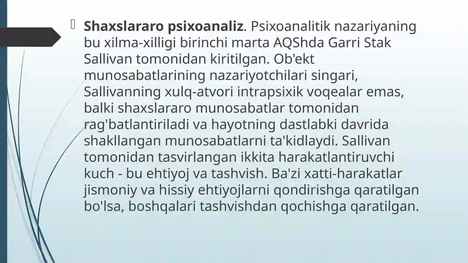 Psixoanaliz ta'limoti va uning tibbiyotdagi o'rni 4