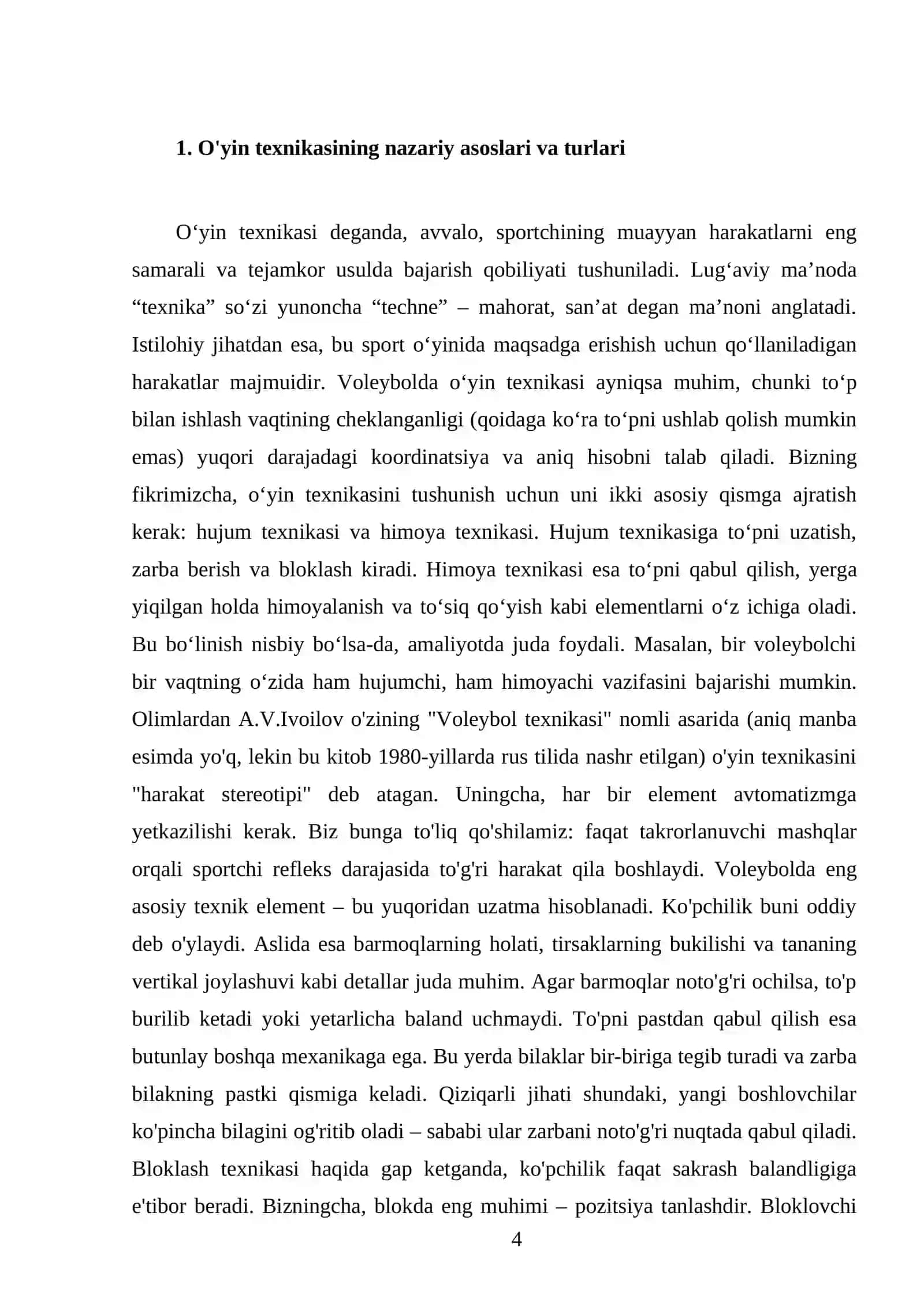 O'yin texnikasi va uning tasnifi (voleybol) 4