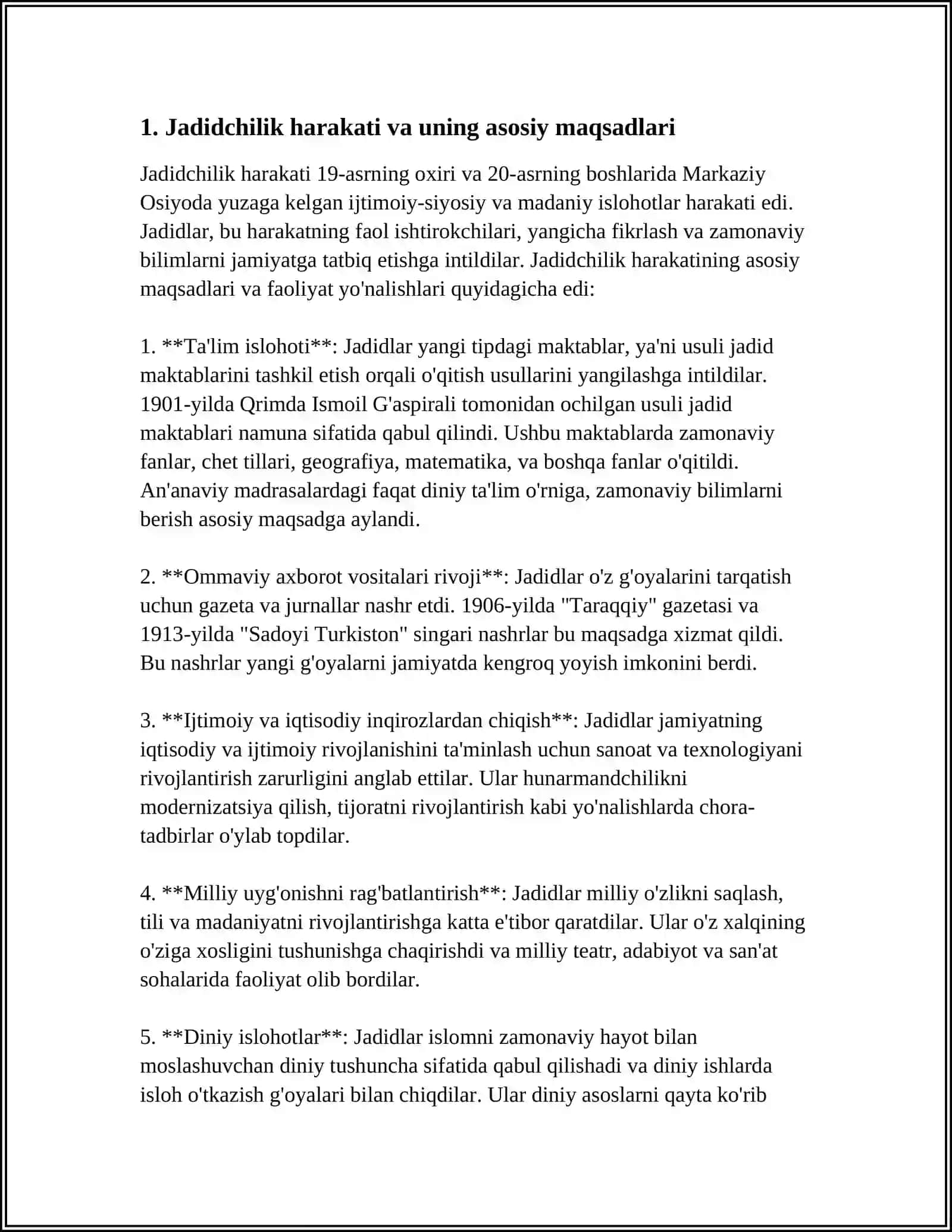 JADID MARIFAT PARVARLARININGOʻLKA IJTIMOIY MANAVIYHAYOTIDA TUTGAN OʻRNI MUNAVVAR QORI, FITRAT, BEHBUDIY, AVLONIY VA BOSHQALAR 4