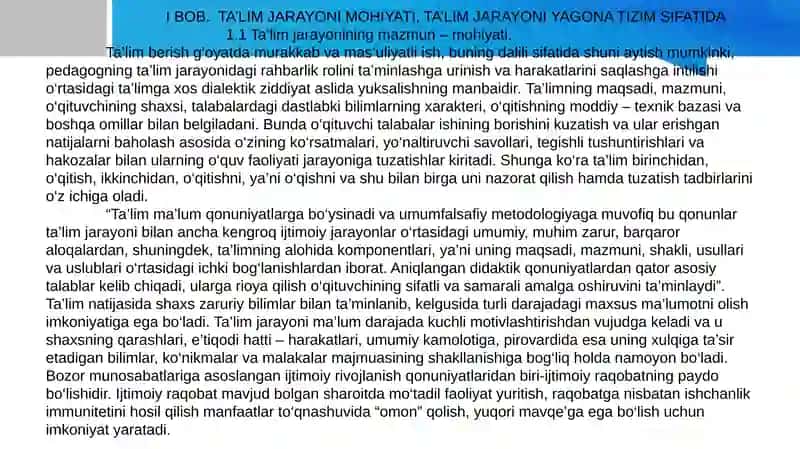 TA’LIM JARAYONI YAXLIT TIZIM SIFATIDA. TA’LIM TAMOYILLARI 4