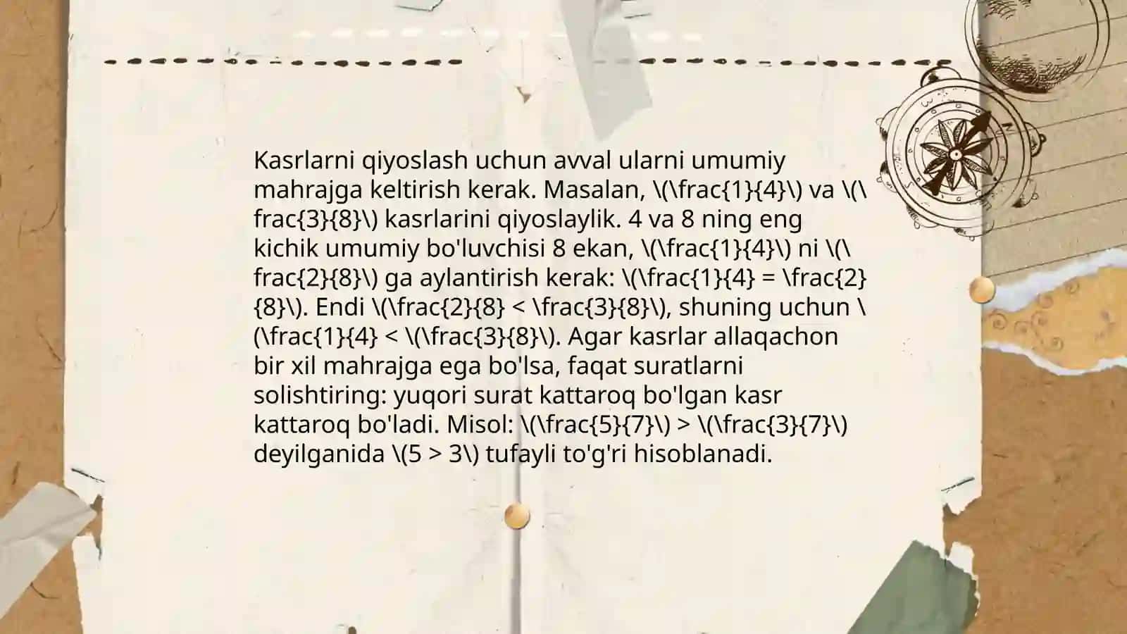 Kasrlarni umumiy maxrajga keltirish 4