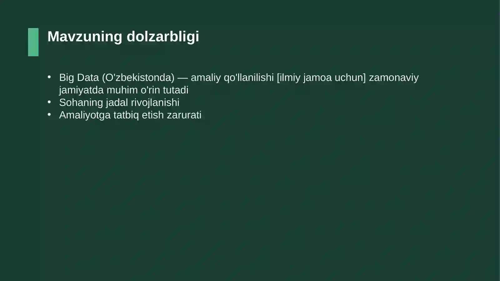 Big Data (O'zbekistonda) — amaliy qo'llanilishi [ilmiy jamoa uchun] 4