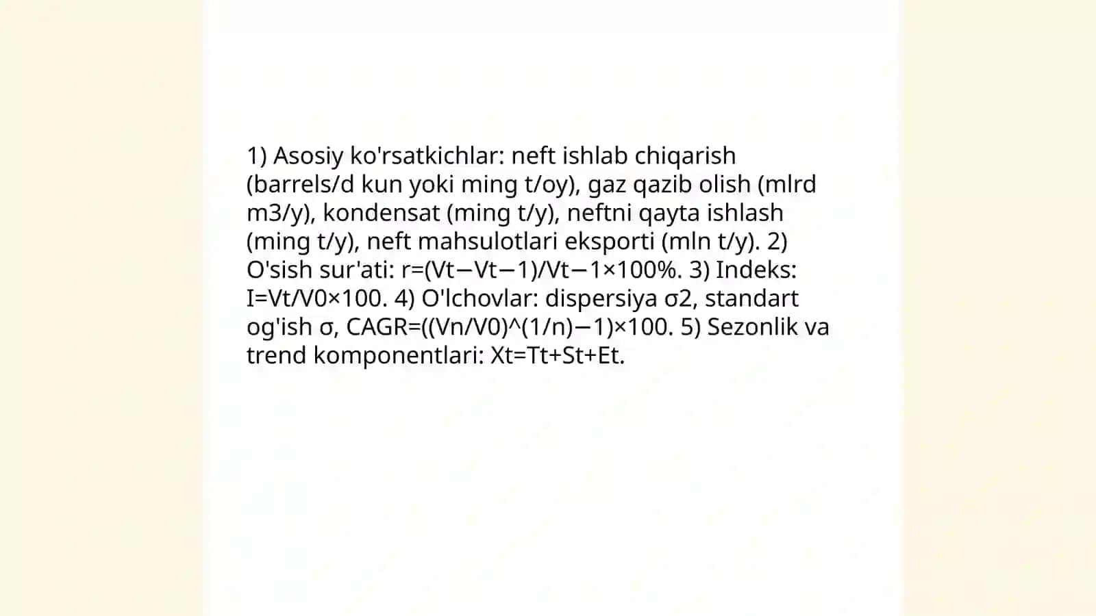 O'zbekiston bo'yicha asosiy sanoat mahsulotlari ishlab chiqarishni statistik ma'lumotlar asosida tahlil qilish 4