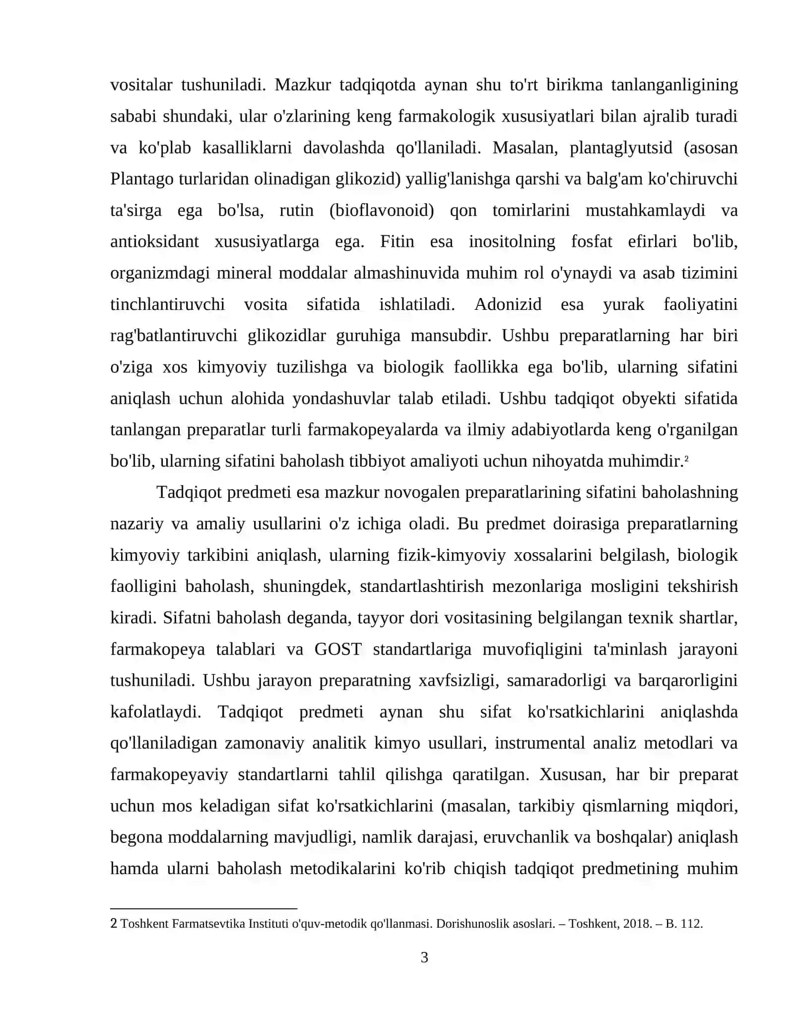 Plantaglyutsid, rutin, fitin va adonizid novogalen preparatlarini sifatini baholash. 4