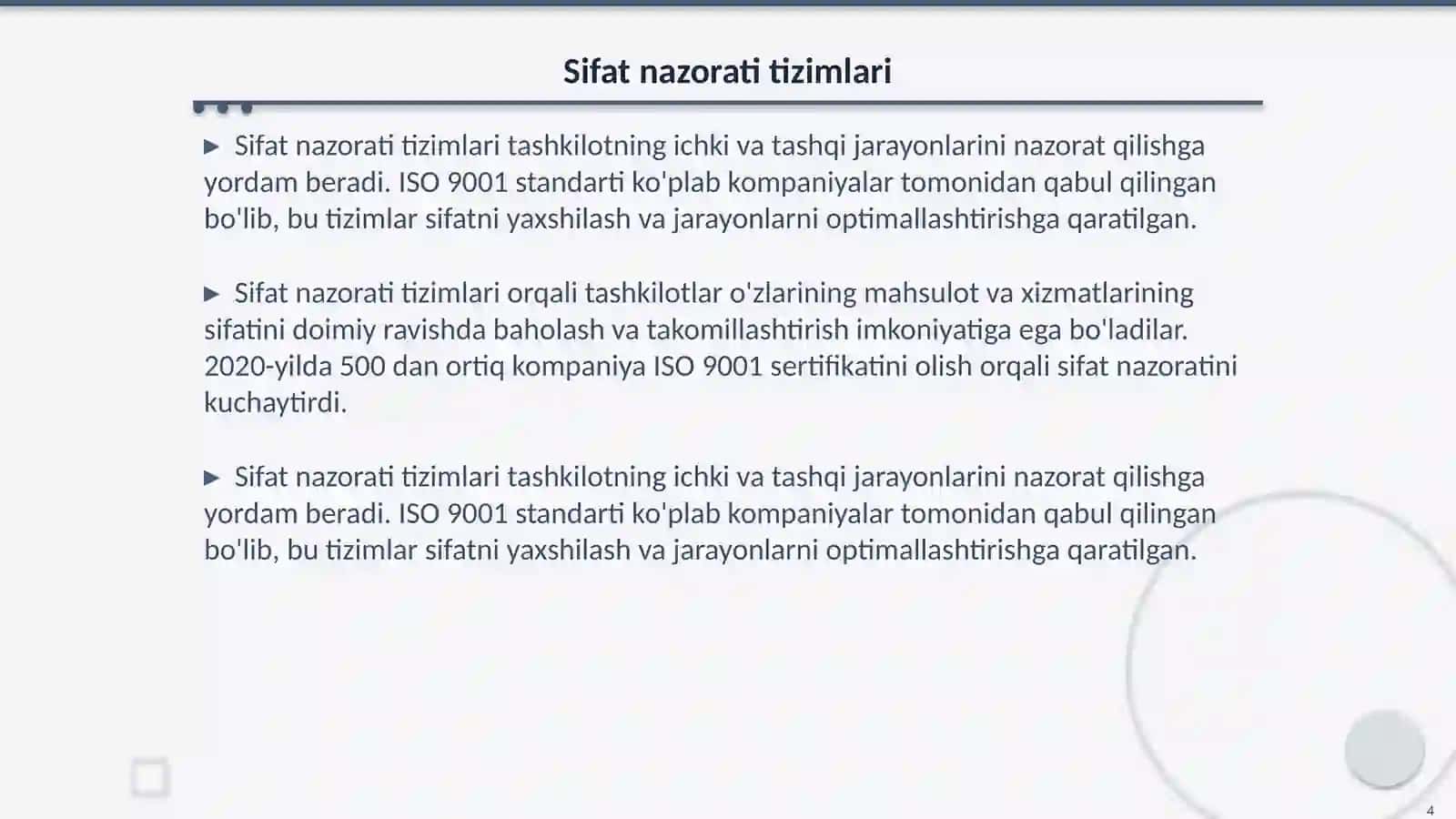 Sifat nazorati tartib-qoidalari 4