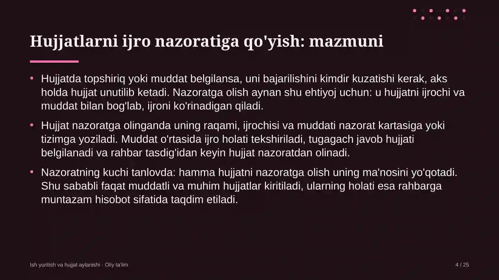 Bolalar tovarlari do'konlarida hujjatlarni ijro nazoratiga qo'yish 4