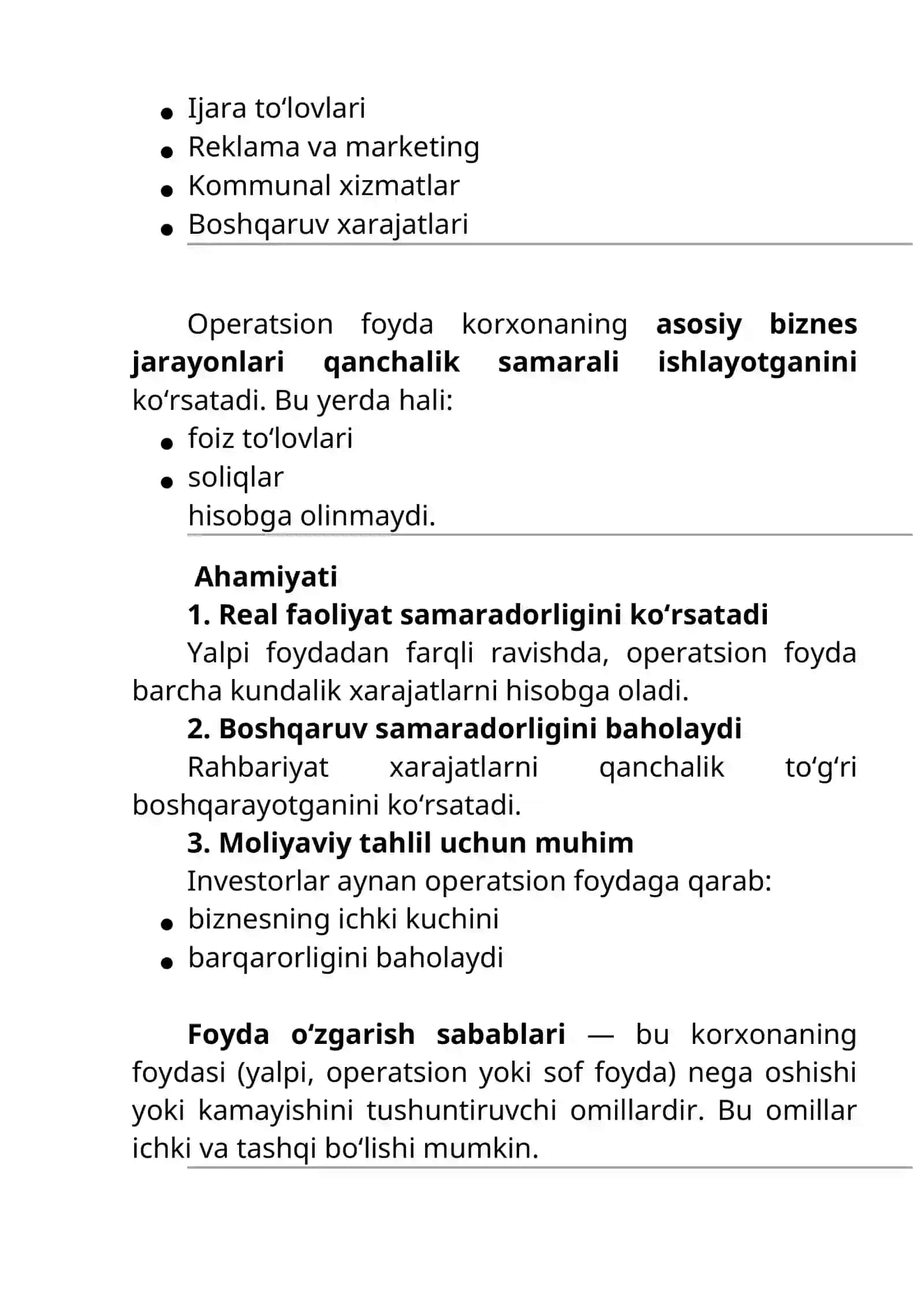 Foyda shakllanishi tahlili 4