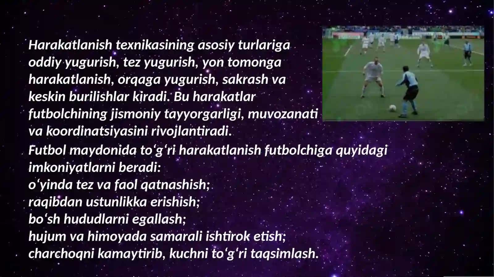 Futbol maydonida harakatlanish texnikasini otgatish metodikasi 4
