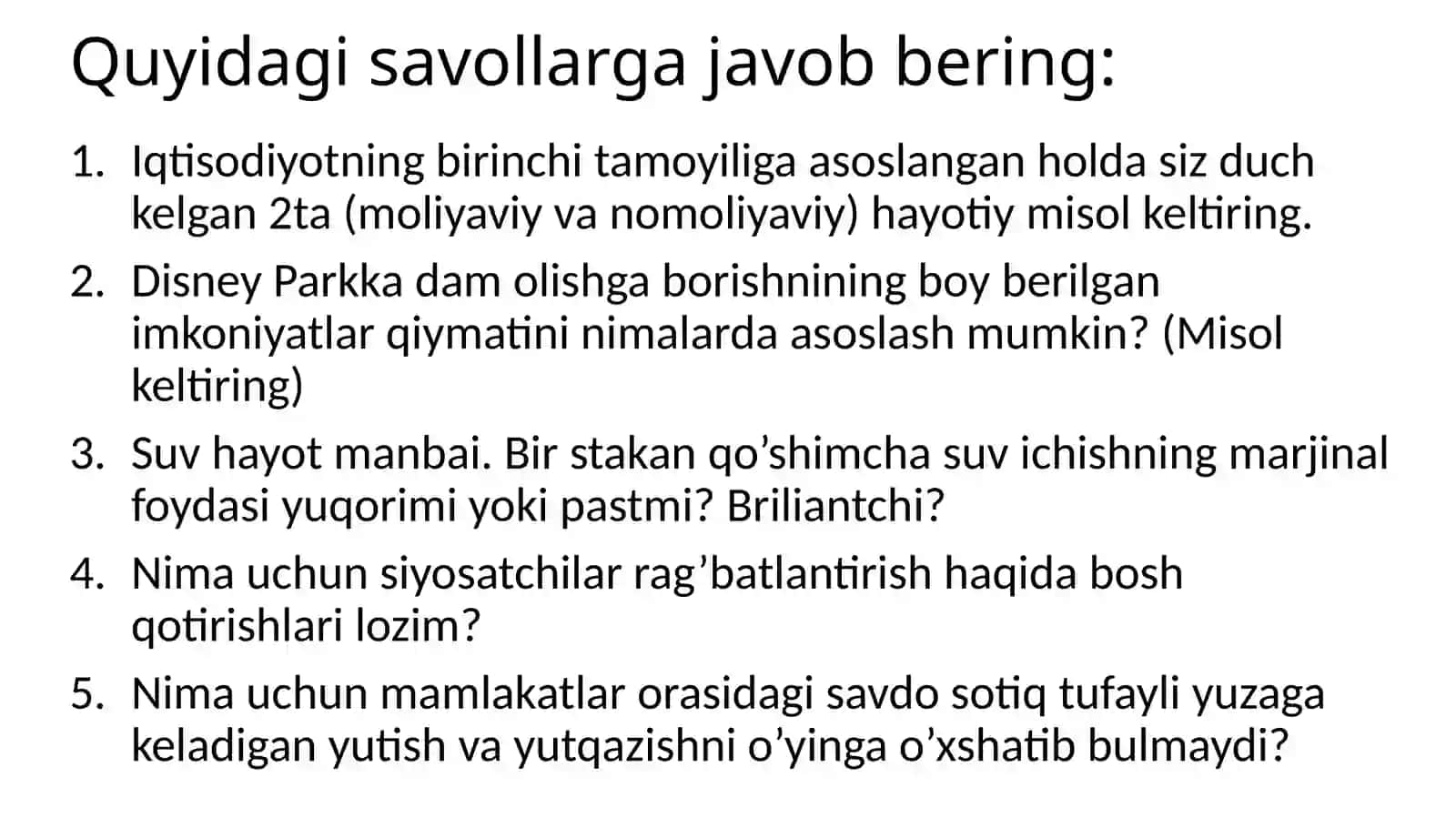 Amaliyot Iqtisodiyotning 10 tamoyili va Talab va Taklif 4