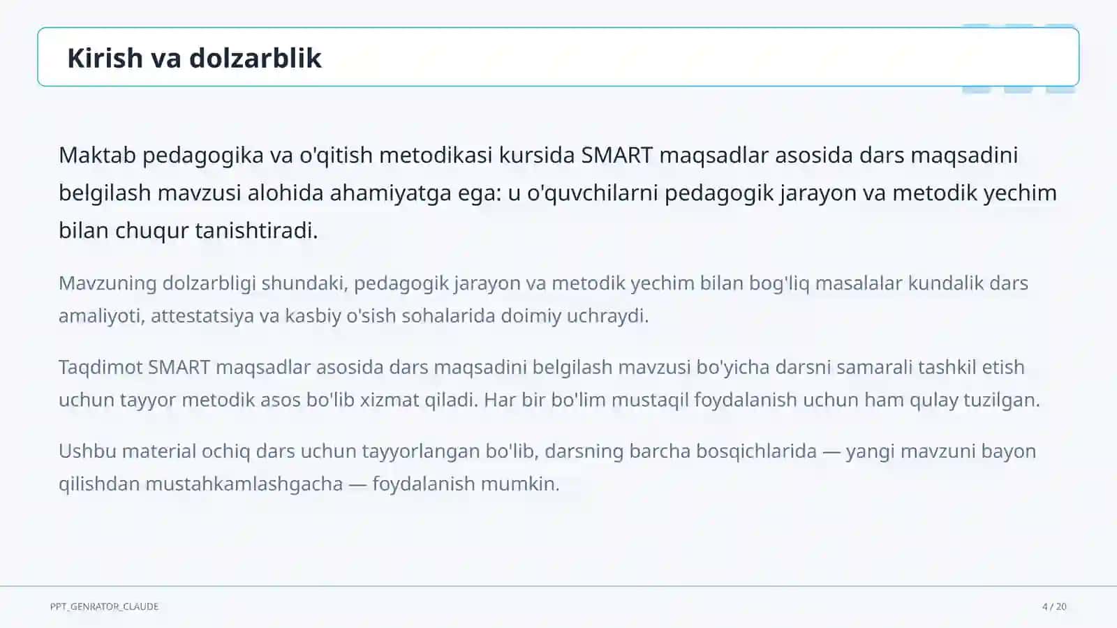 SMART maqsadlar asosida dars maqsadini belgilash 4