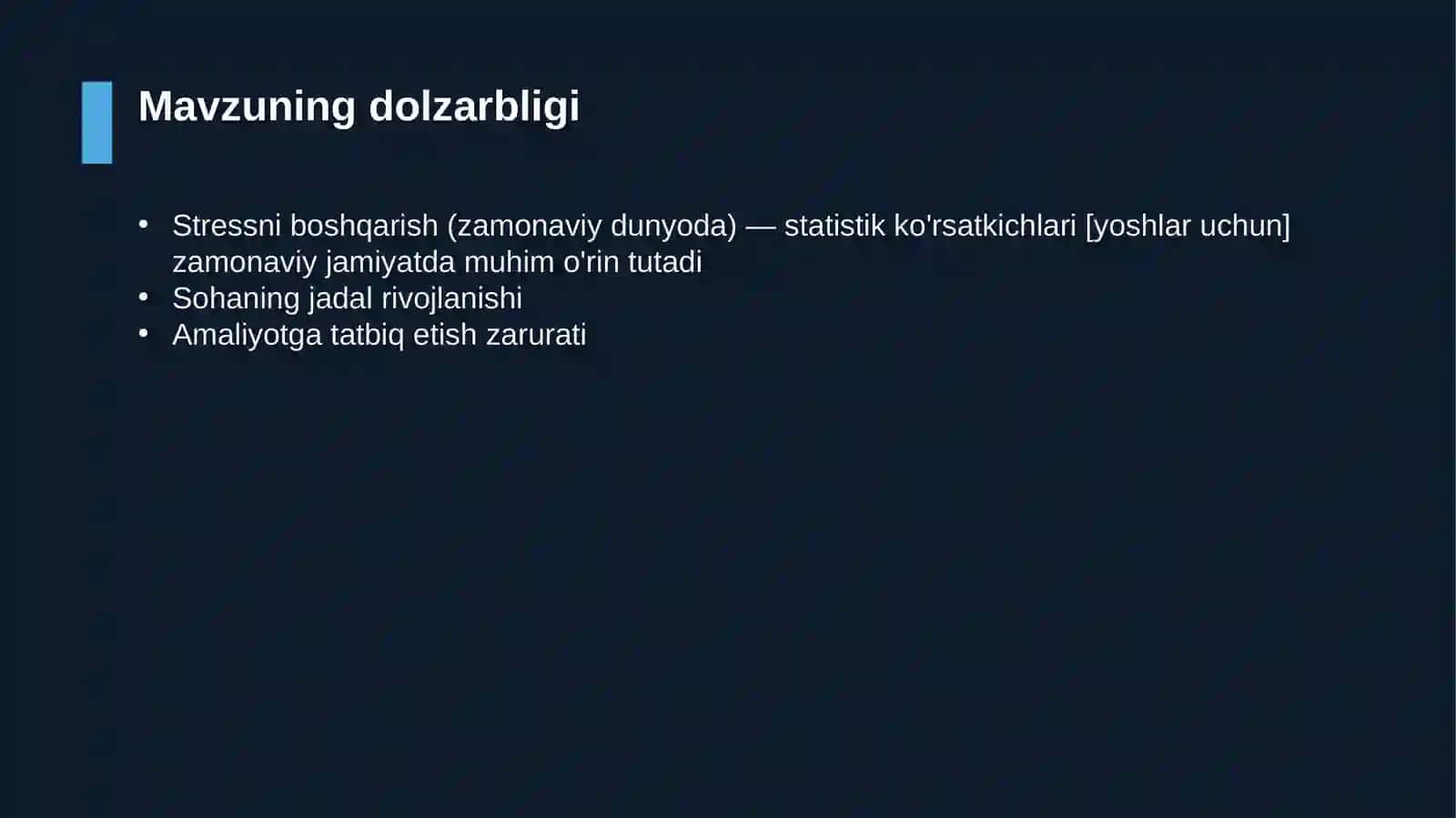 Stressni boshqarish (zamonaviy dunyoda) — statistik ko'rsatkichlari [yoshlar uchun] 4