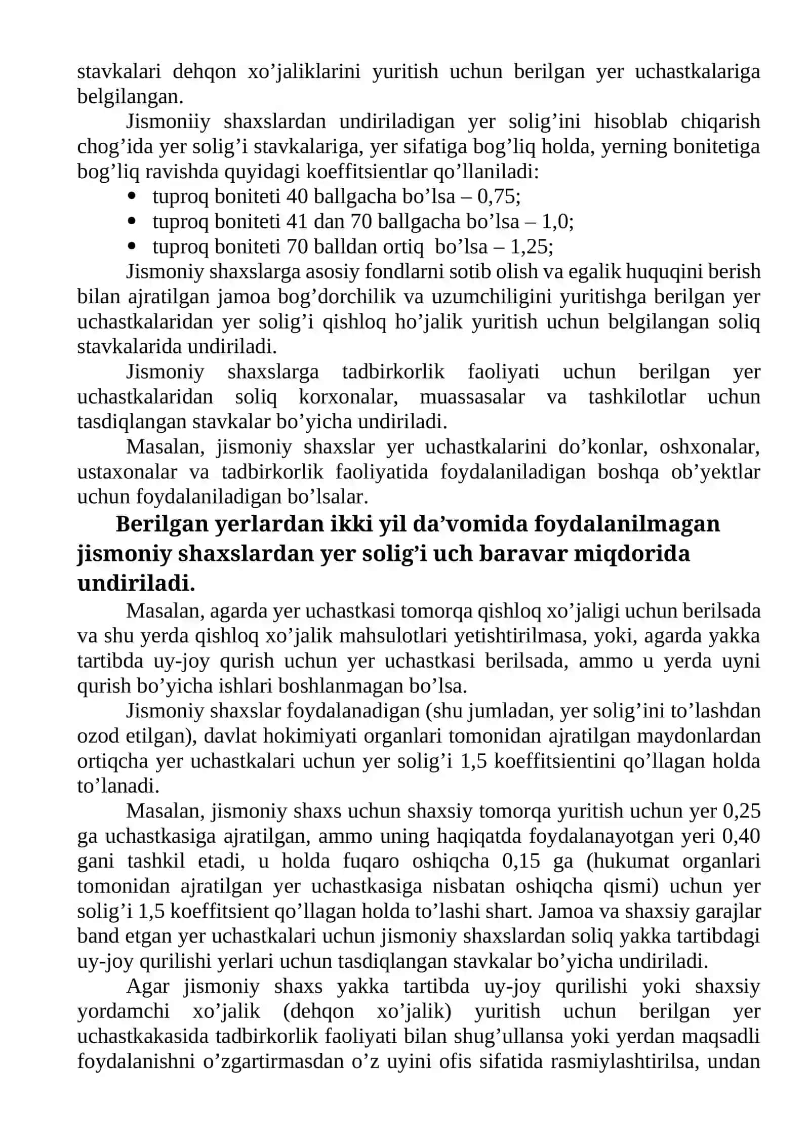 Jismoniy shaxslardan olinadigan yer solig’ini hisoblash va budjetga to’lash tartibi 4