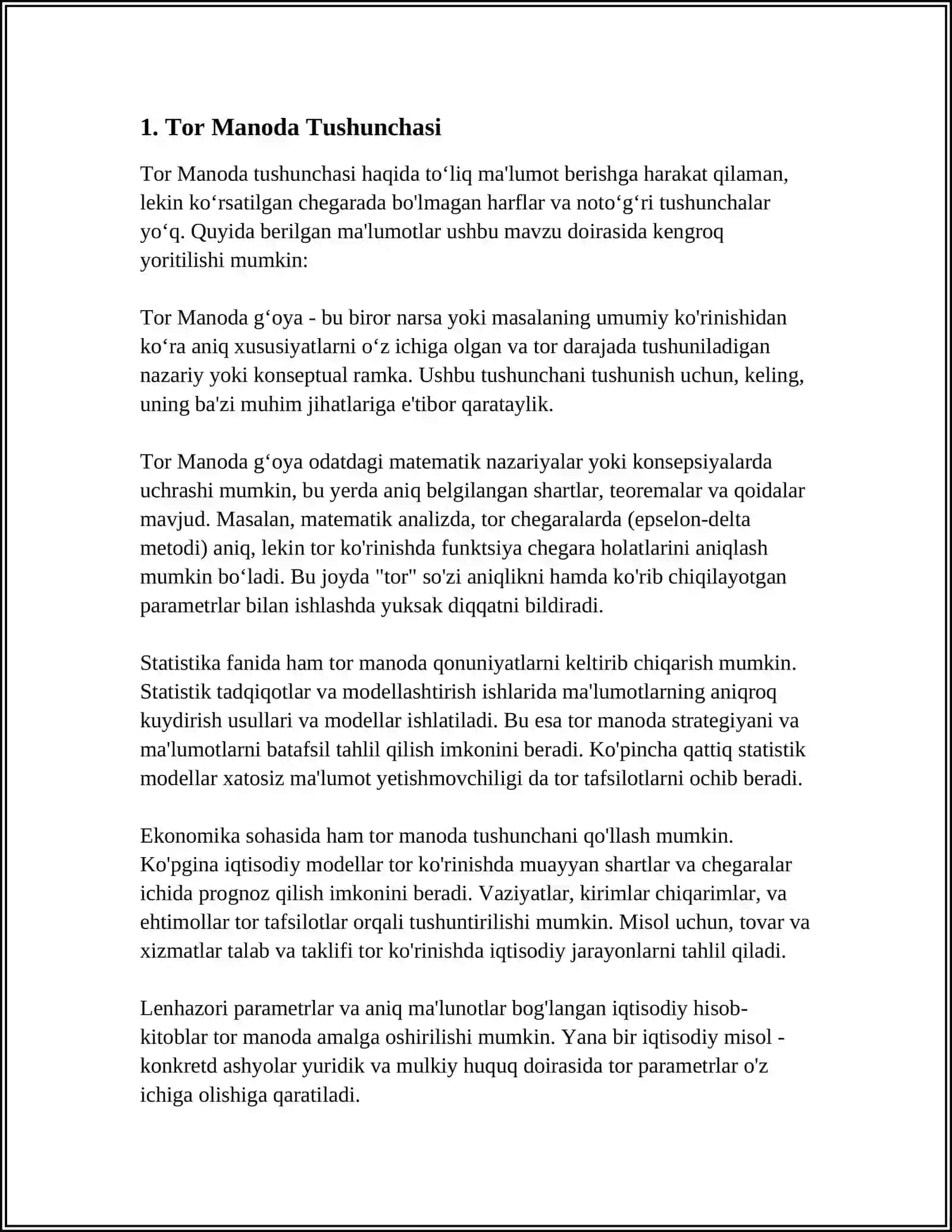 TOR MANODA VA KENG MANODA EKSPREMENT SOZINING TUSHUNCHASI. MUAMMONING AMALIY JIHATTAN ORGANISH MOHIYATI 4