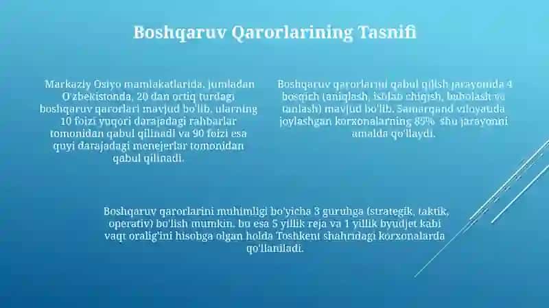 Boshqaruv Qarorlarini Tasniflashga Kirish 4