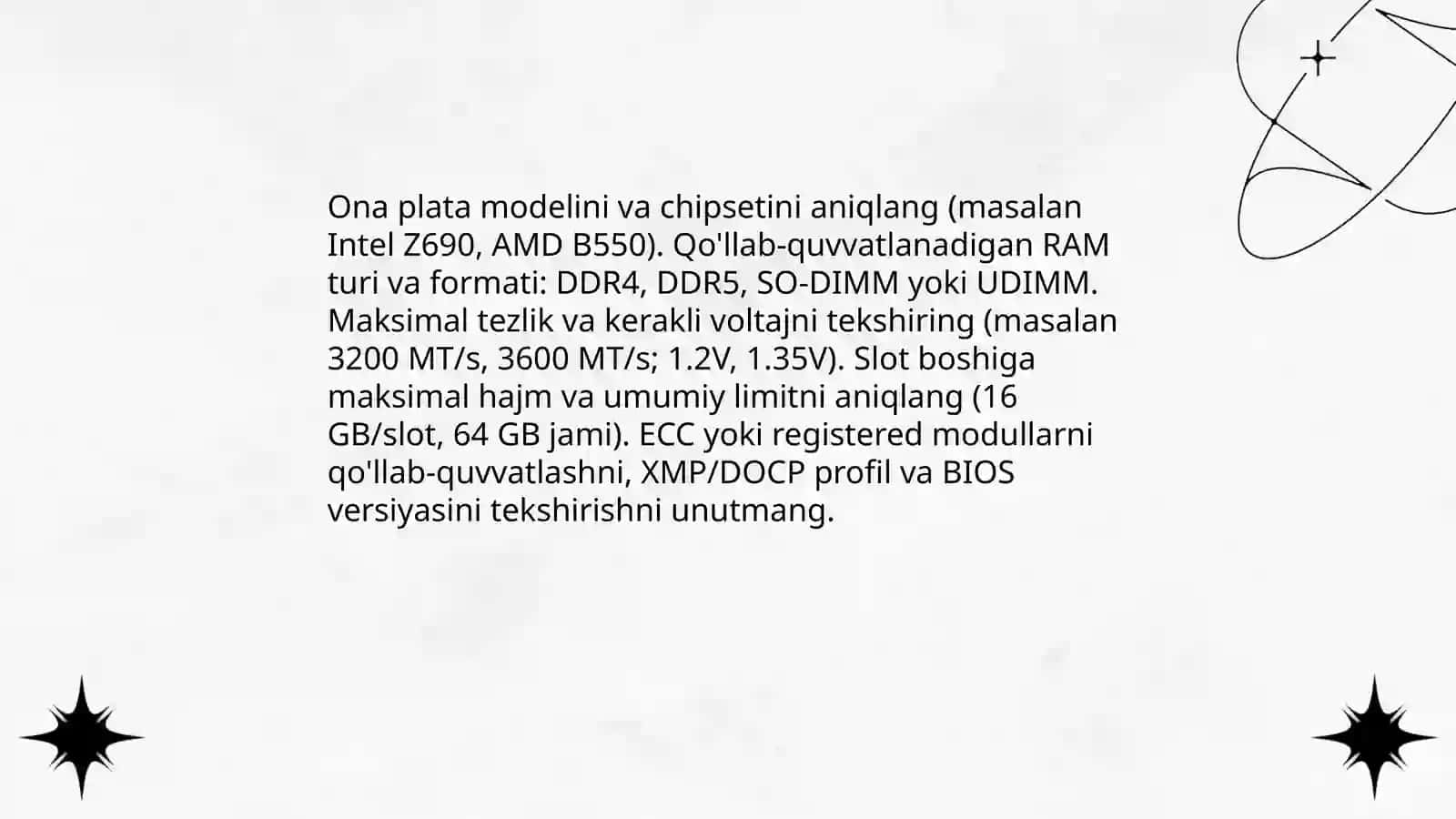 Ona platga operativ xotira oʻrnatish texnik xizmat koʻrsatish 4