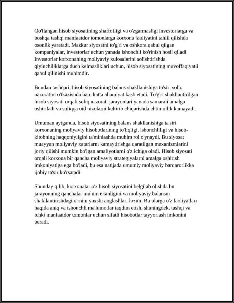 BALANSNI SHAKLLANTIRISHDA HISOB SIYOSATINING ROLI 4