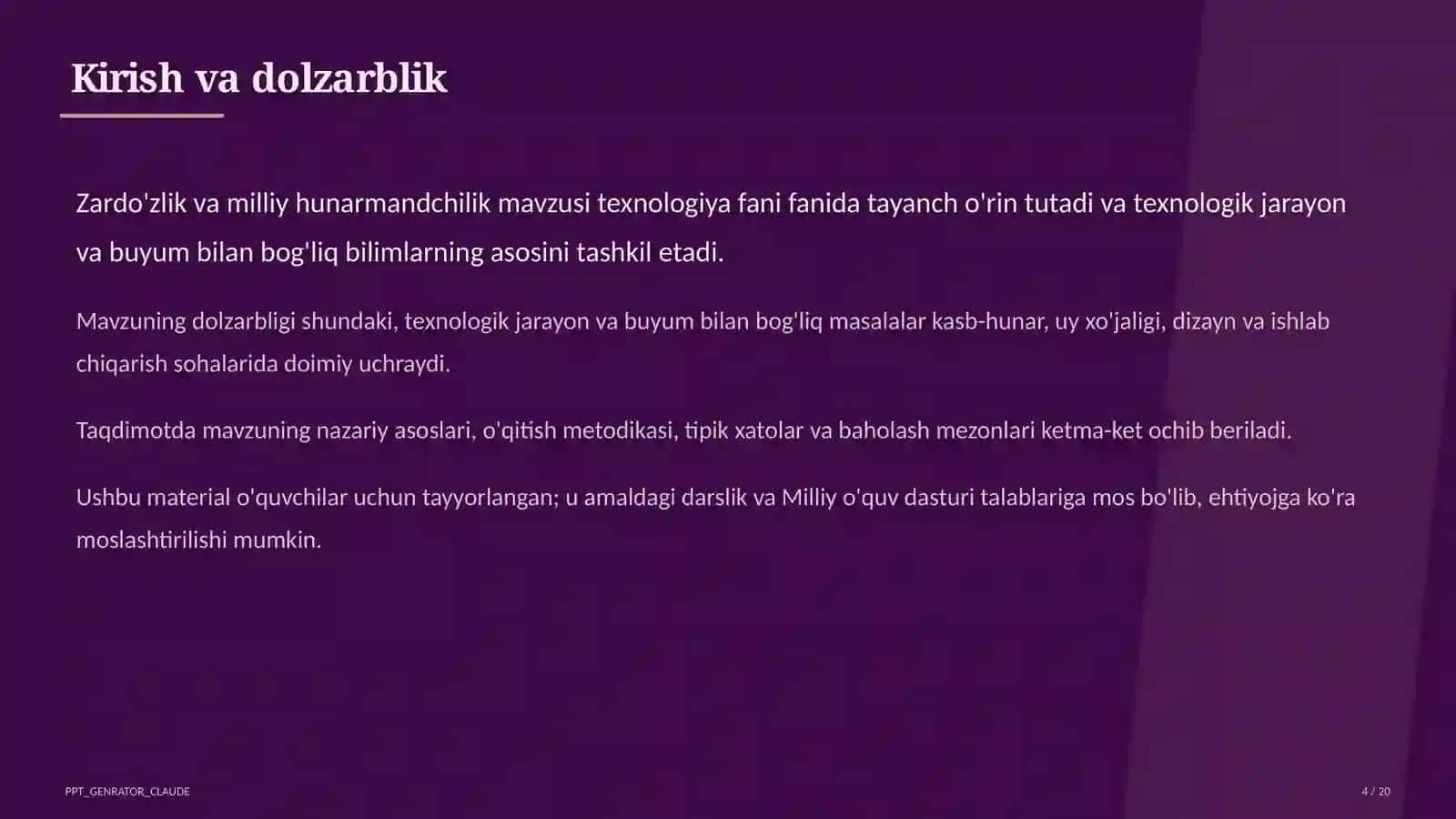 Zardo'zlik va milliy hunarmandchilik (8-sinf) 4