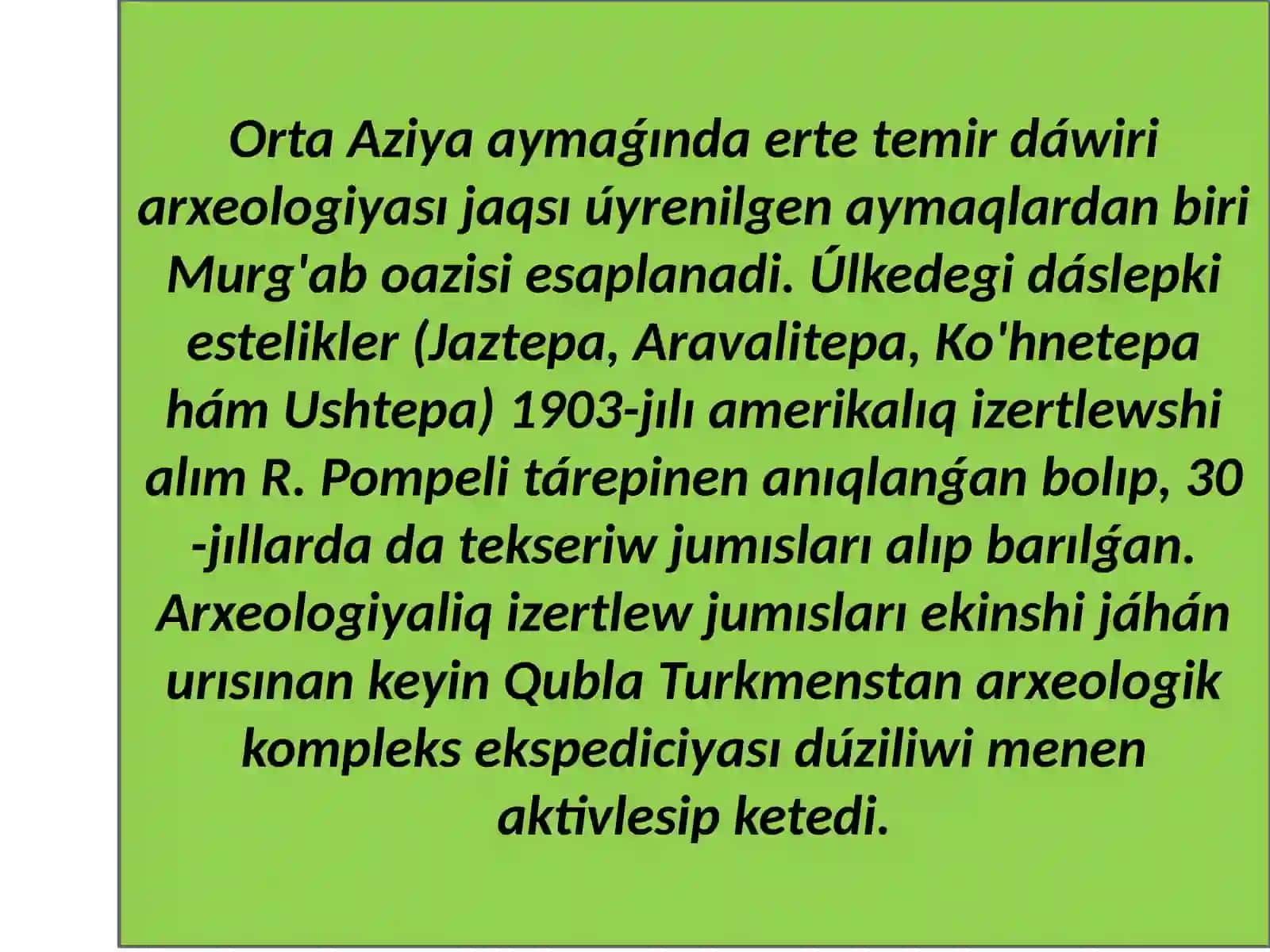 Qubla Tu'rkmenstannin' erte temir da'wiri arxeologiyasi 4