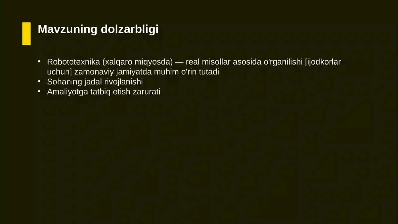Robototexnika (xalqaro miqyosda) — real misollar asosida o'rganilishi [ijodkorlar uchun] 4