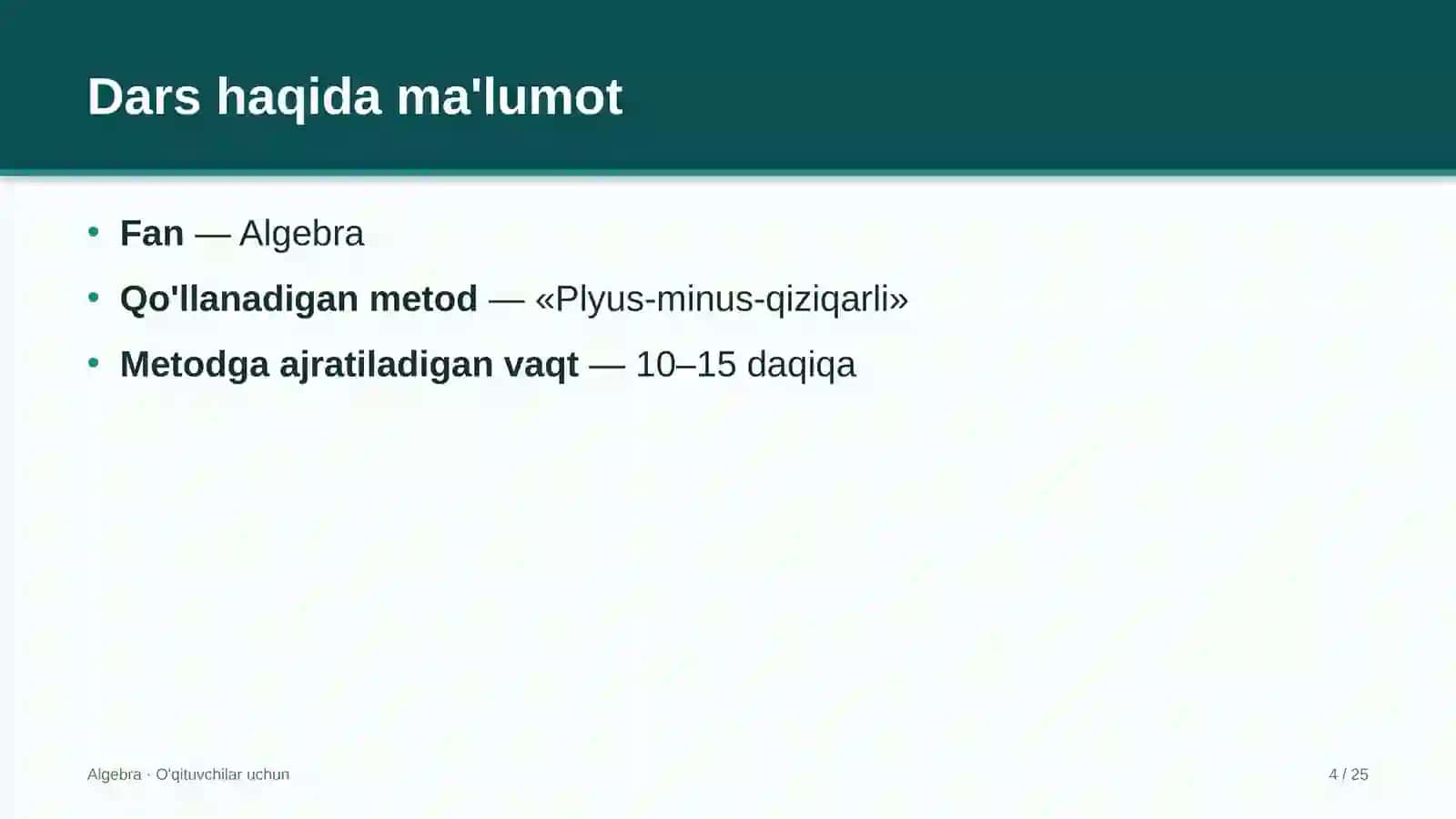 algebra darslarida plyus minus qiziqarli metodidan foydalanish 7660 4
