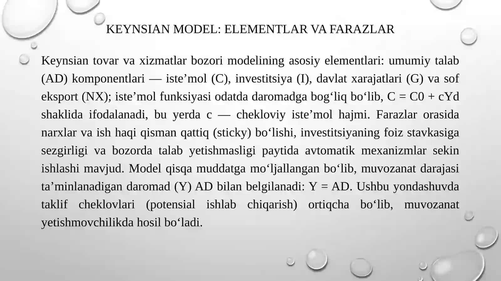 Keynsning Tovar Va Xizmatlar Bozori Da Makro Iqtisodiy Muvozanat Modeli Talab Yetishmasligi 4