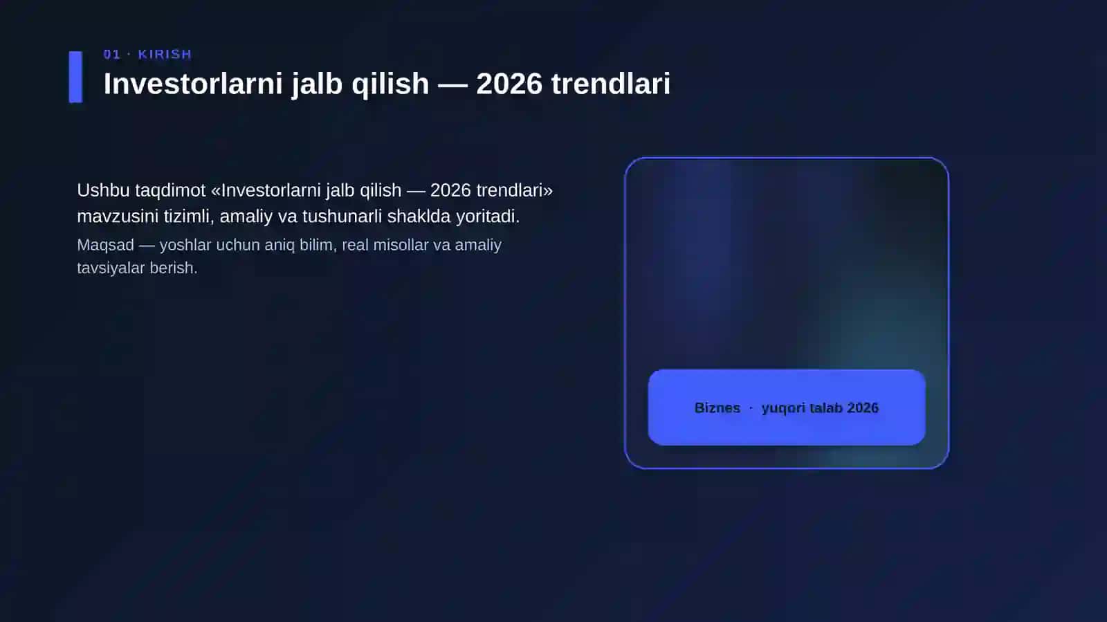 Investorlarni jalb qilish — 2026 trendlari 4