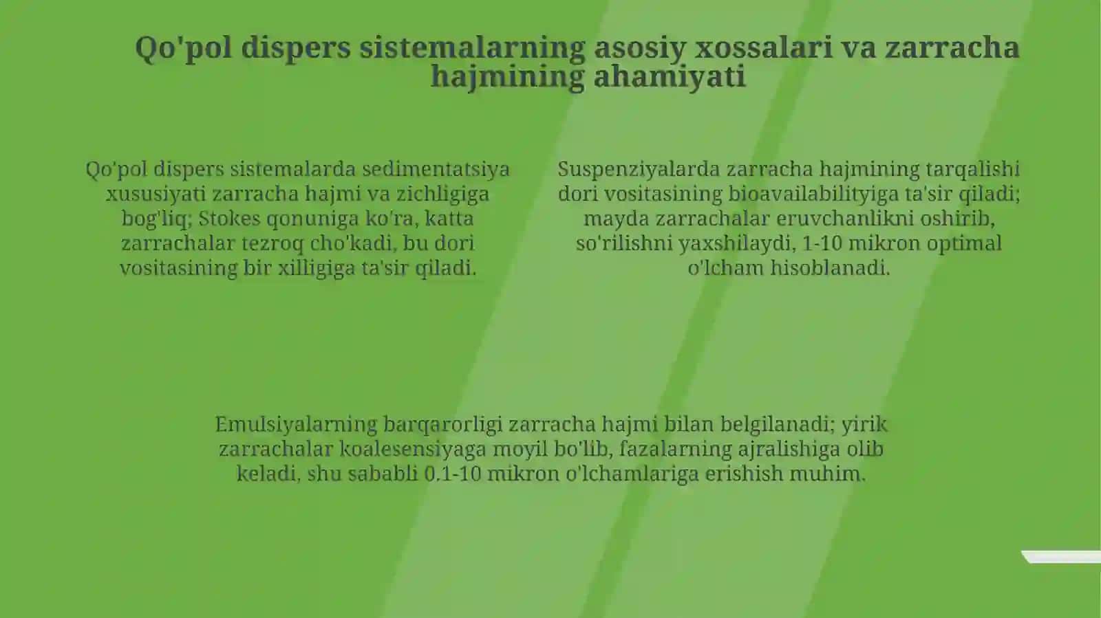 Dagʻal dispers sistemalarning xossalarifarmakalogiyadaishlatilishiniamaliyotdaoʻrganish 4