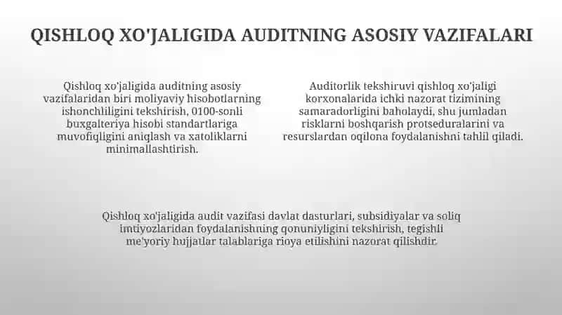 Qishloq xujaligida auditning axborot manbaalari va vazifalari 4