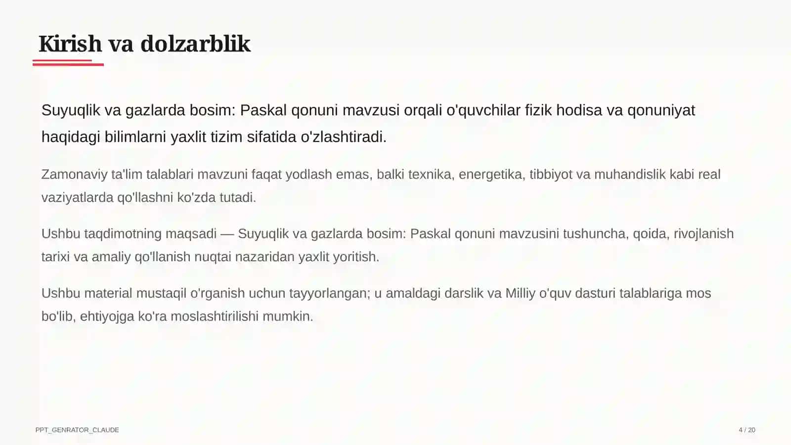 Suyuqlik va gazlarda bosim: Paskal qonuni (7-sinf) 4