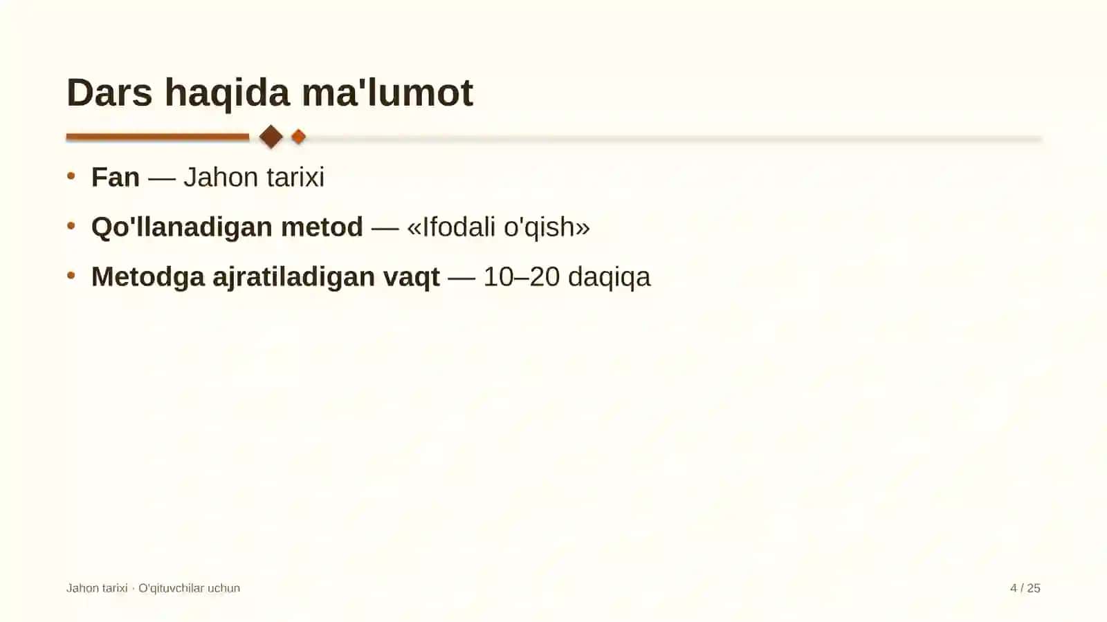 jahon tarixi darslarida ifodali o'qish metodidan foydalanish 4435 4