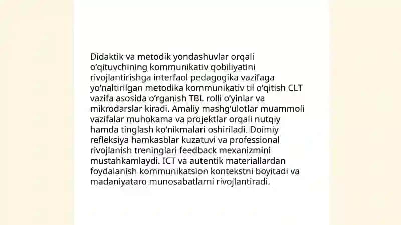 Oʻqituvchining kommunikativ qobiliyatiga pedagogik taʼsir koʻrsatish 4
