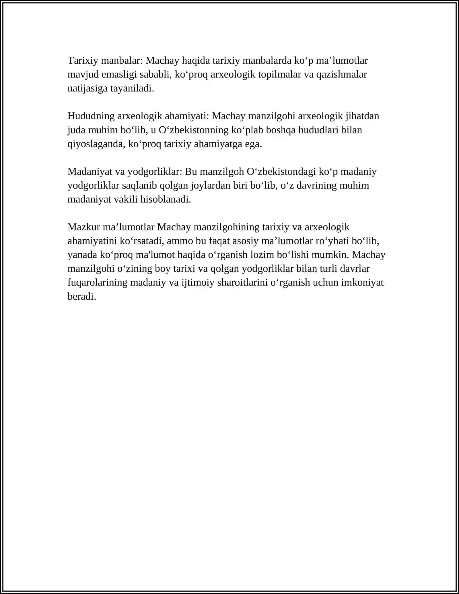 Machay Manzilgohi Haqida Malimot 4