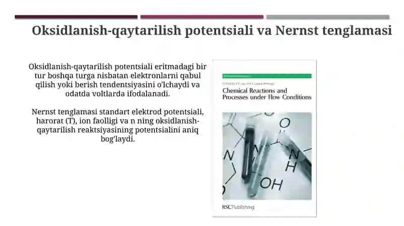 Muvozanat sharoitida oksidlanish darajasi 4
