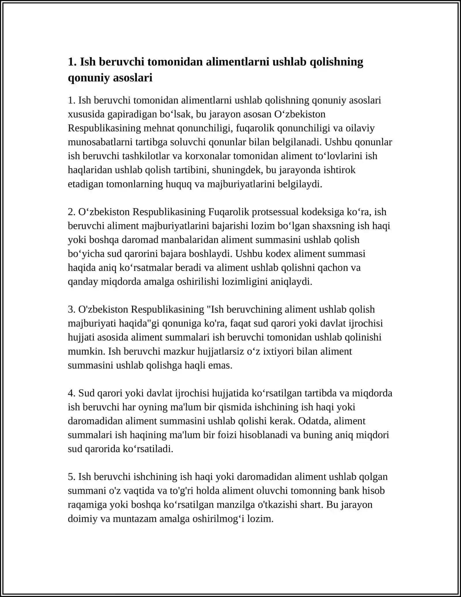 ISH BERUVCHINING TASHKILOT MA'MURIYATINING ALIMENT USHLAB QOLISH MAJBURIYATI 4
